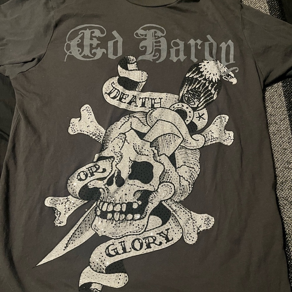 Ed Hardy Rhinestone Skull & Crossbones Top